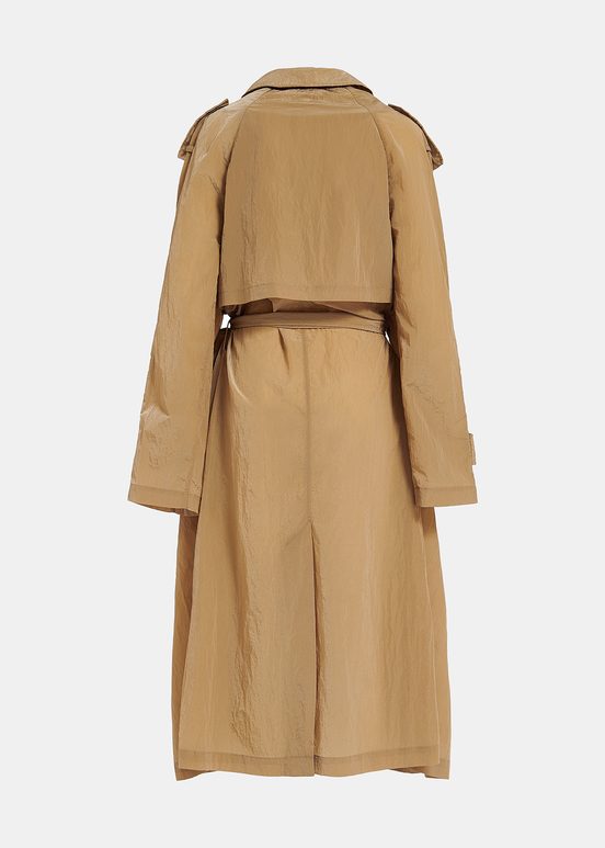 Camel double-breasted trench coat