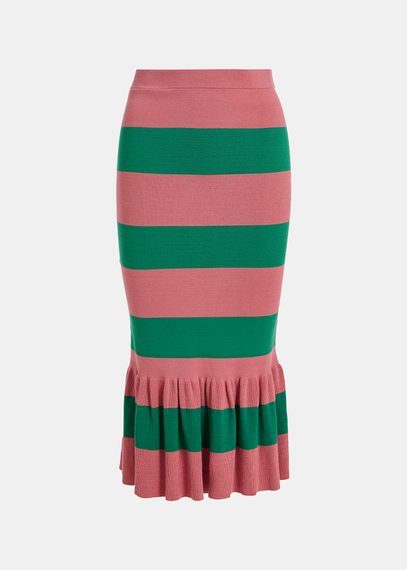 Vintage pink and green striped knit skirt