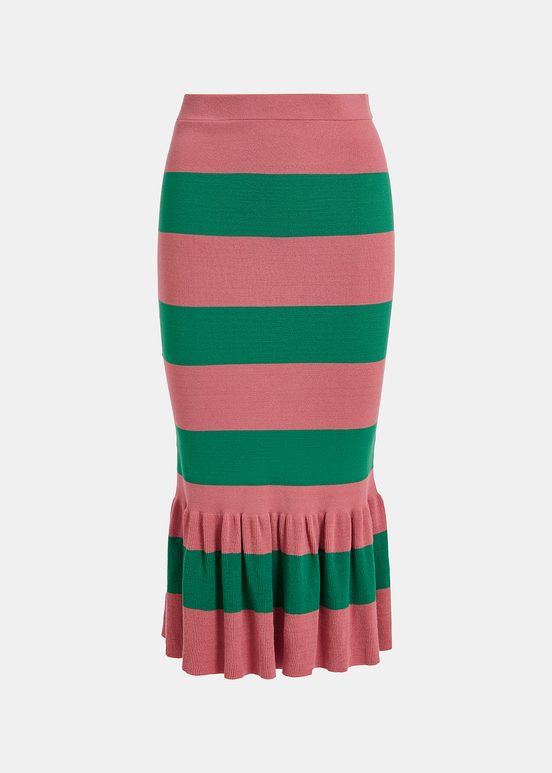 Vintage pink and green striped knit skirt