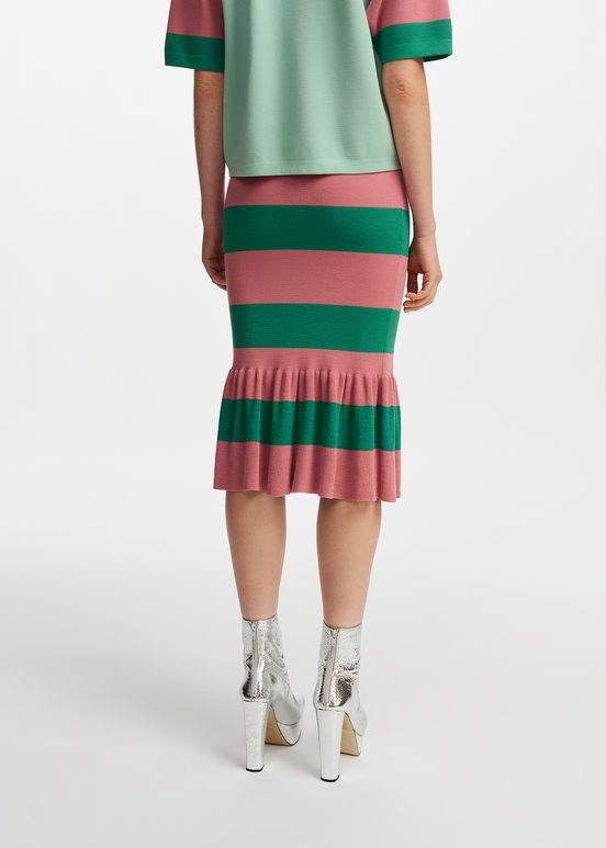 Vintage pink and green striped knit skirt