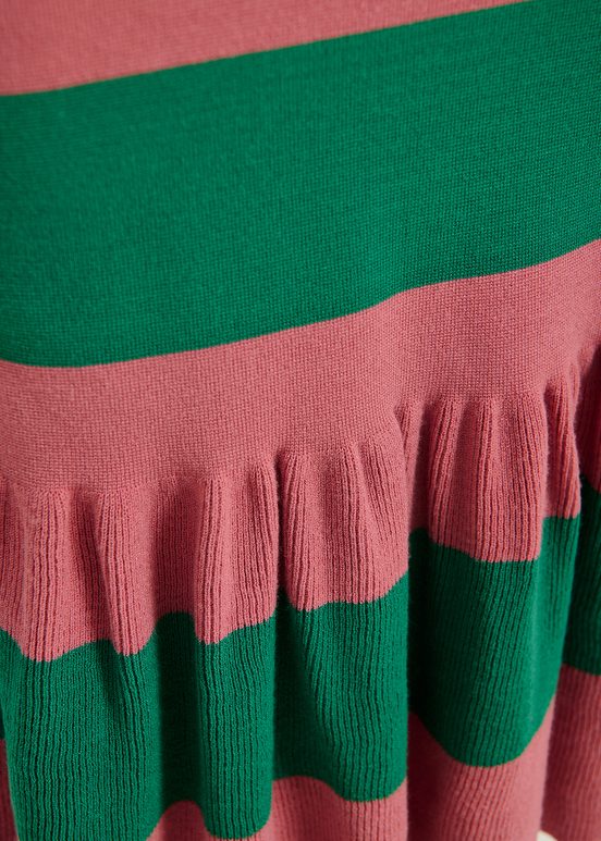 Jupe en tricot à rayures vieux rose et verte