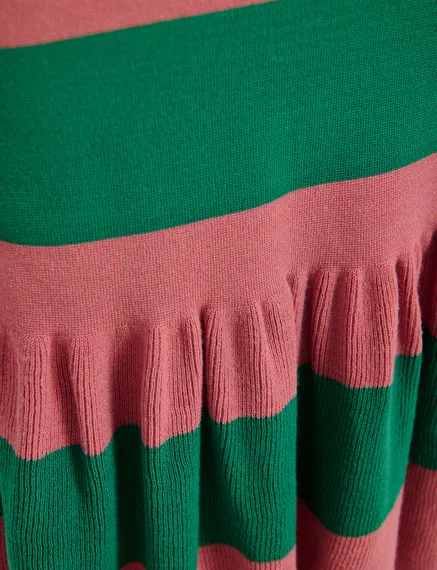 Jupe en tricot à rayures vieux rose et verte