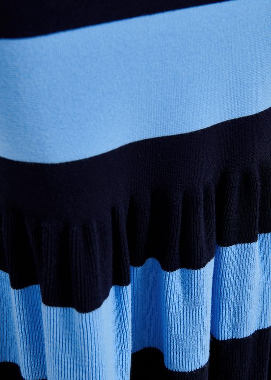 Blauw en marineblauw gebreide rok met strepen