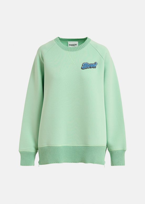 Sweatshirt vert menthe orné de perles