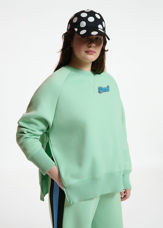 Sweatshirt vert menthe orné de perles