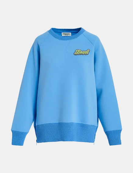 Blauwe sweater met kralen