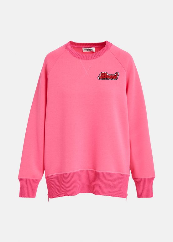 Sweatshirt rose orné de perles