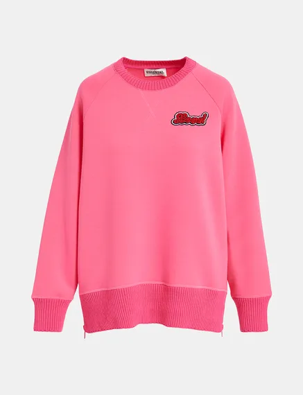 Pink sweatshirt with bead embellishment