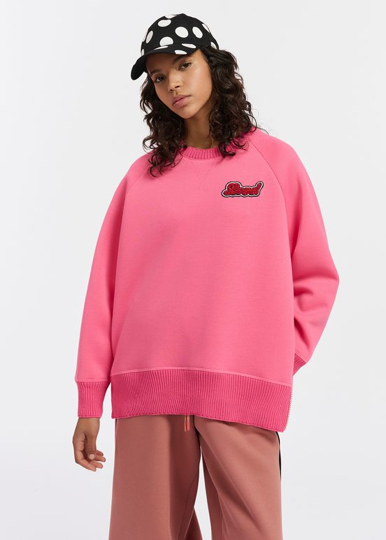 Sweatshirt rose orné de perles