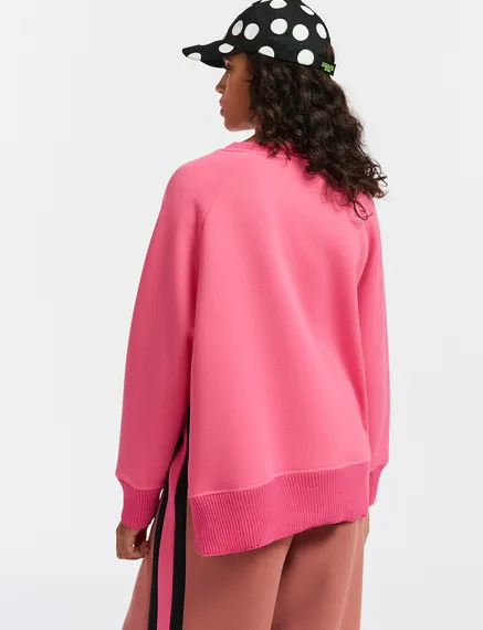 Pink sweatshirt with bead embellishment