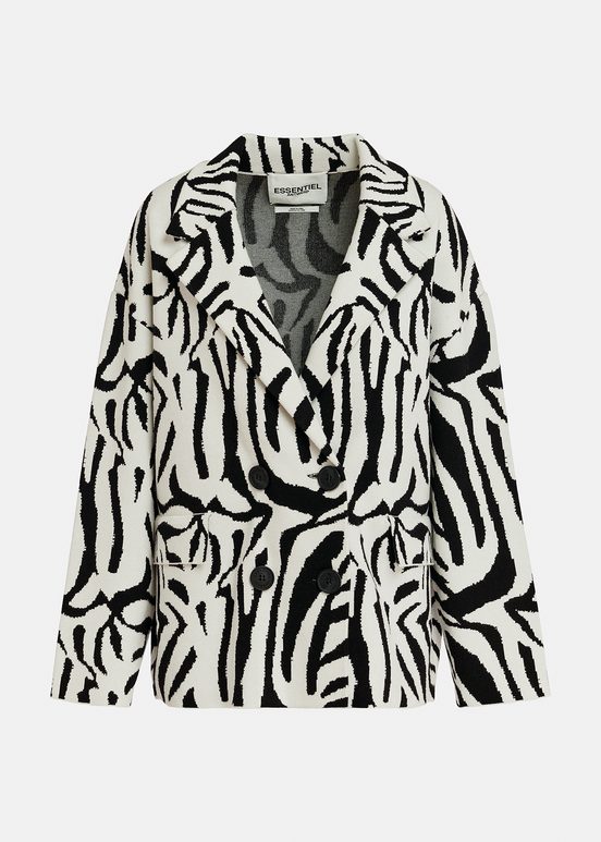 Off-white and black zebra jacquard-knitted jacket