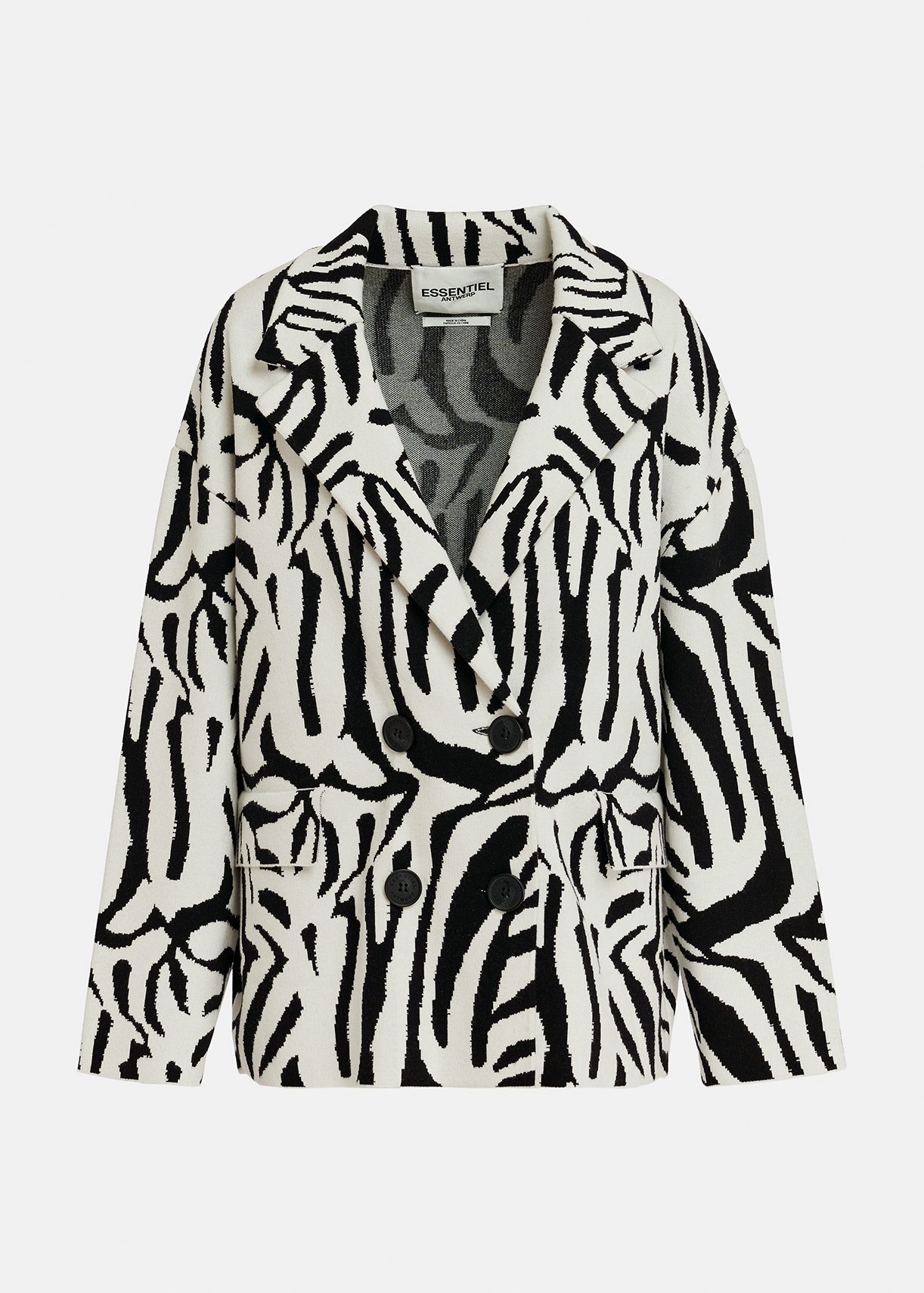 Veste en jacquard zèbre blanc cassé et noir