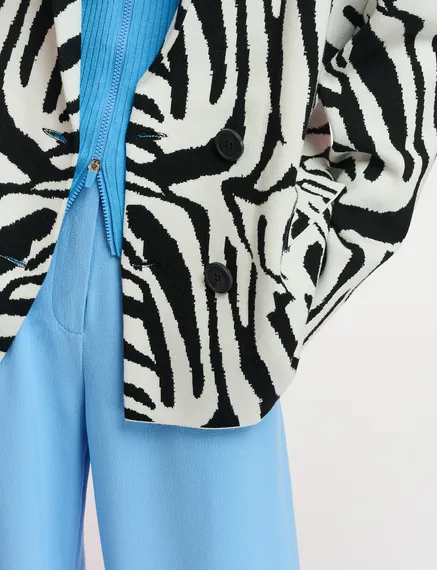 Off-white and black zebra jacquard-knitted jacket