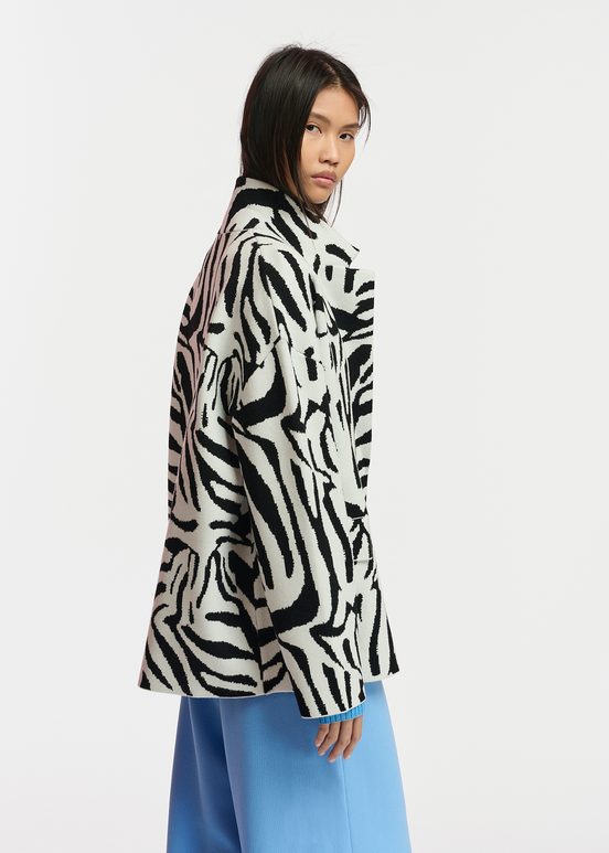 Off-white and black zebra jacquard-knitted jacket