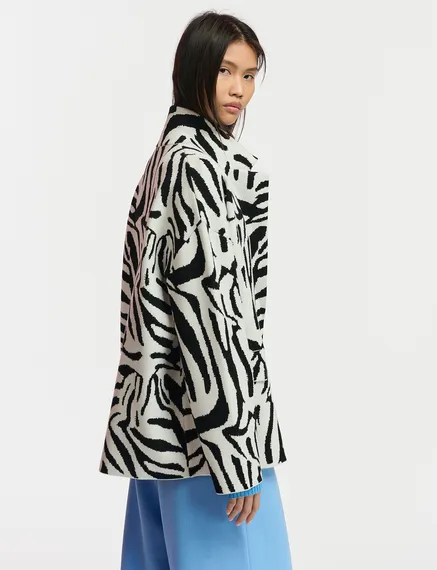 Off-white and black zebra jacquard-knitted jacket