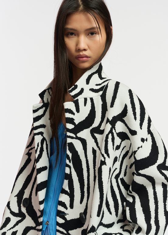 Off-white and black zebra jacquard-knitted jacket