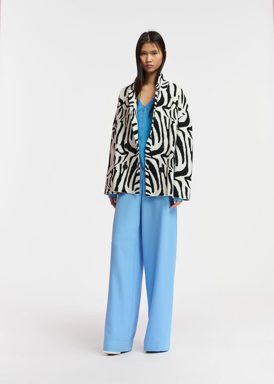 Off-white and black zebra jacquard-knitted jacket