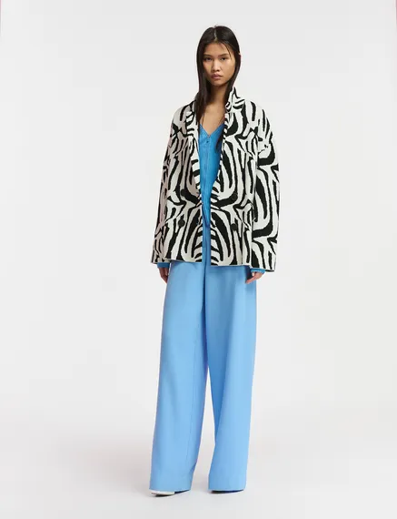 Off-white and black zebra jacquard-knitted jacket