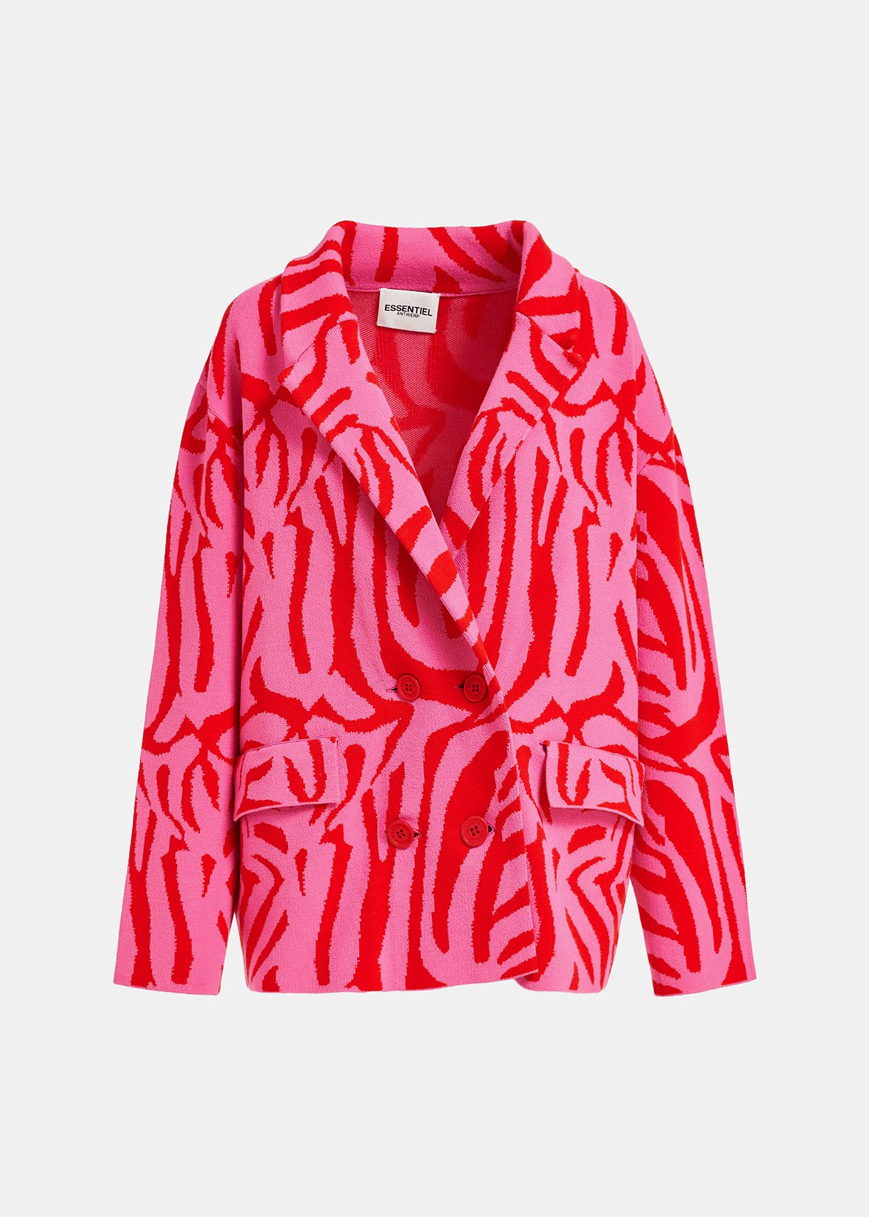 Pink and red zebra jacquard-knitted jacket