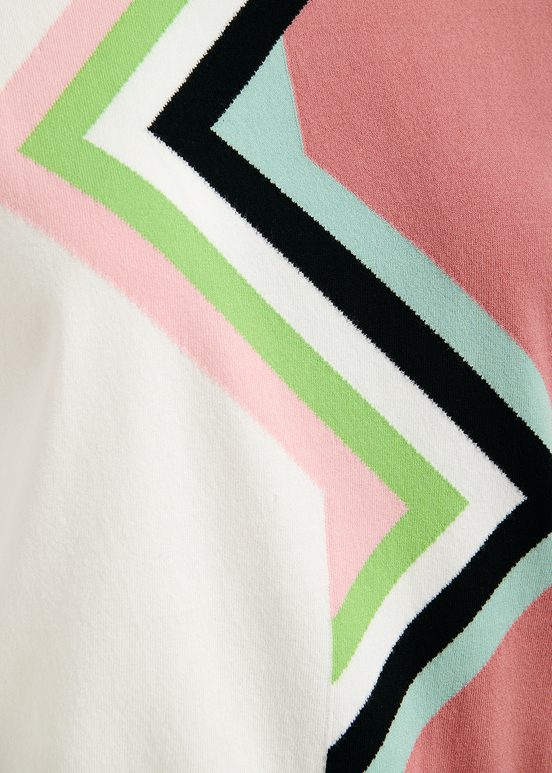 Off-white and vintage pink knit sweater with zigzag pattern