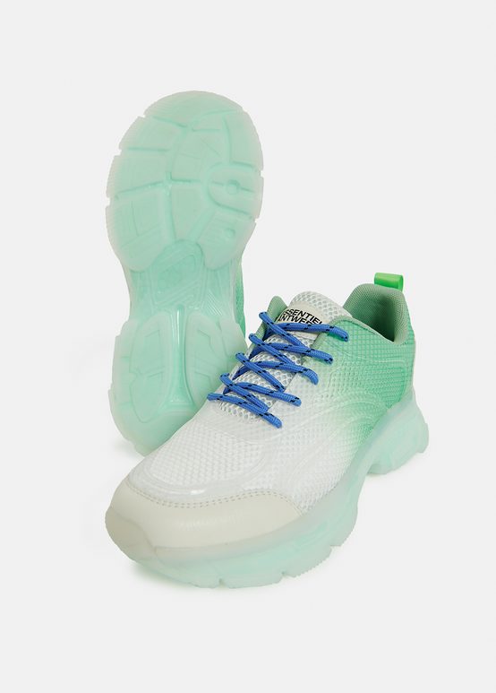 Gebroken witte en groene mesh sneakers