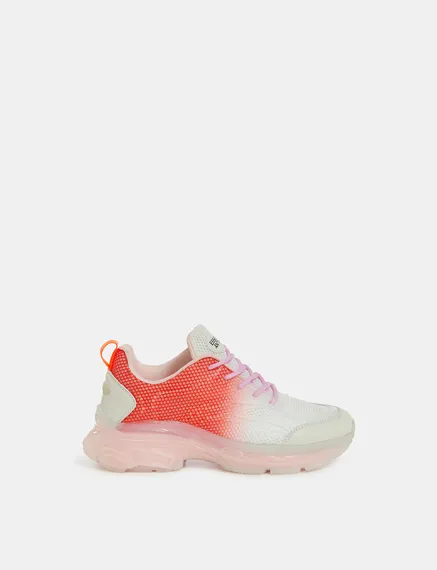 Off-white and orange mesh sneakers