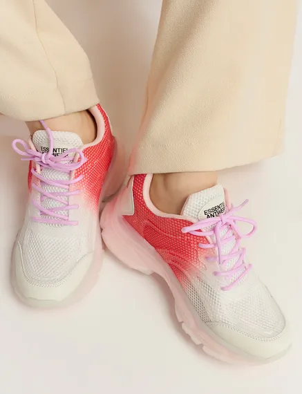 Off-white and orange mesh sneakers