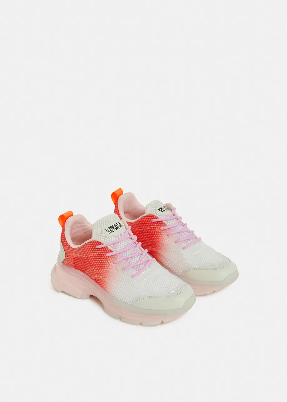 Off-white and orange mesh sneakers