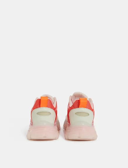 Off-white and orange mesh sneakers