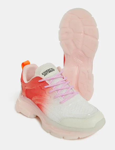 Off-white and orange mesh sneakers