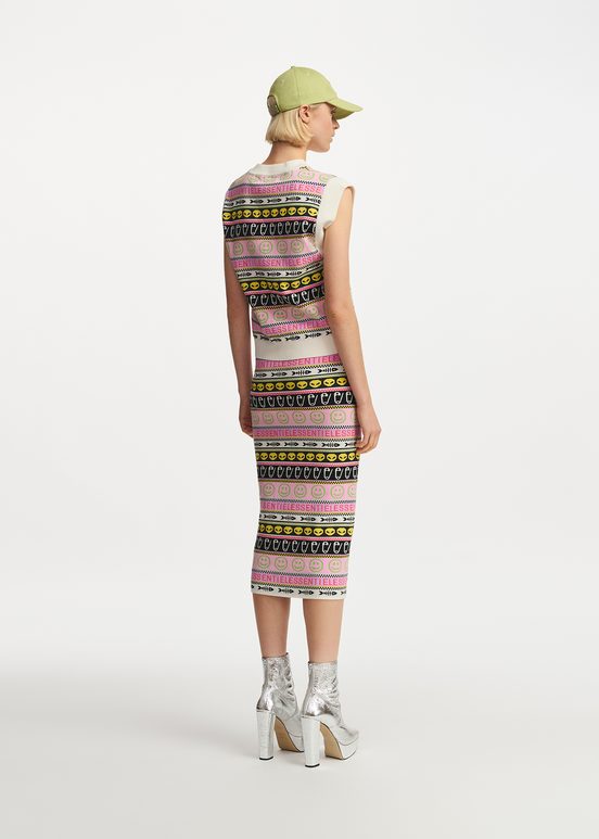 Jupe midi en jacquard multicolore