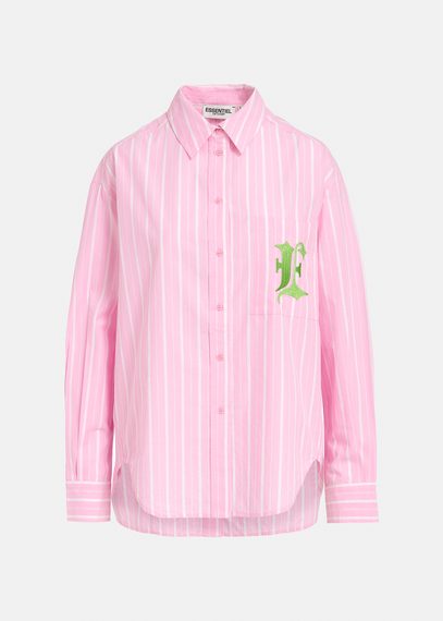 Light pink and white striped cotton shirt with 'E' embroidery