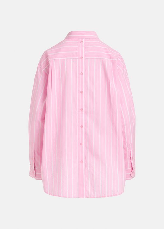 Light pink and white striped cotton shirt with 'E' embroidery