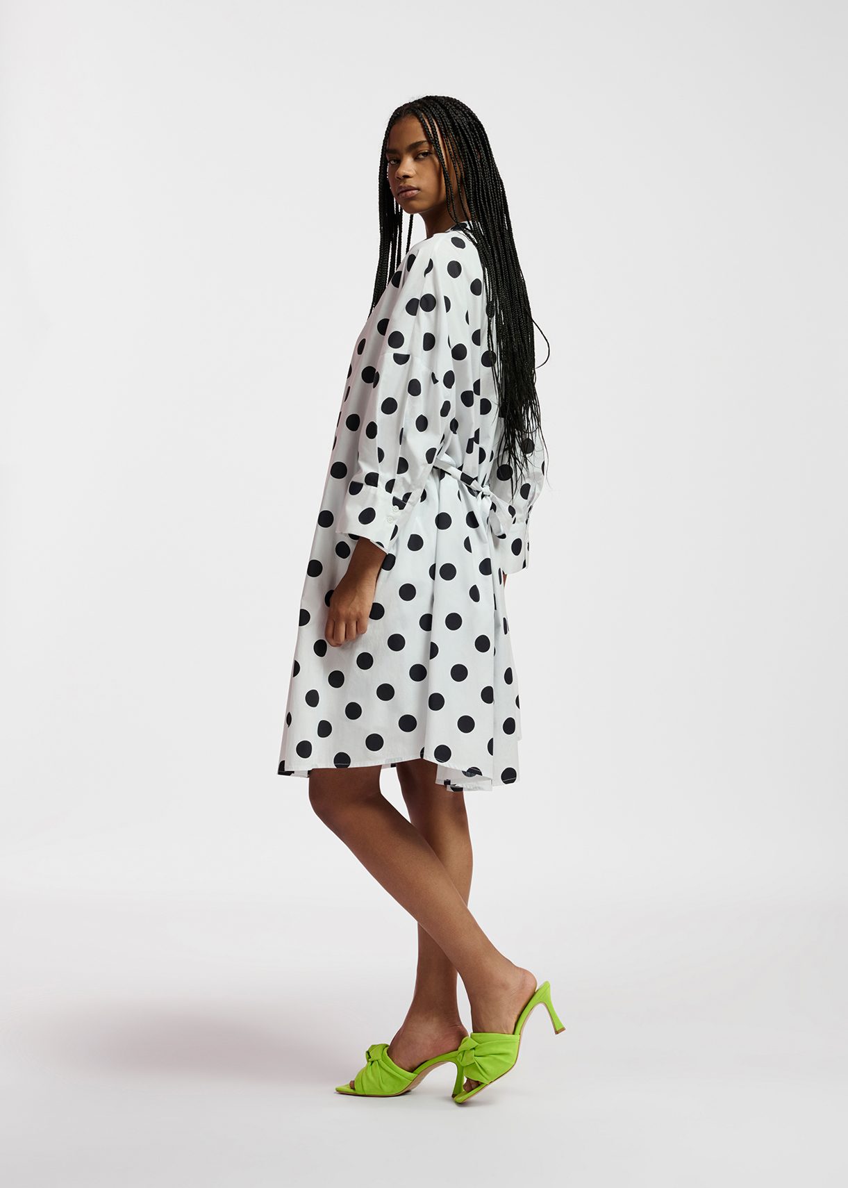 Black and white hotsell polka dot shirt dress