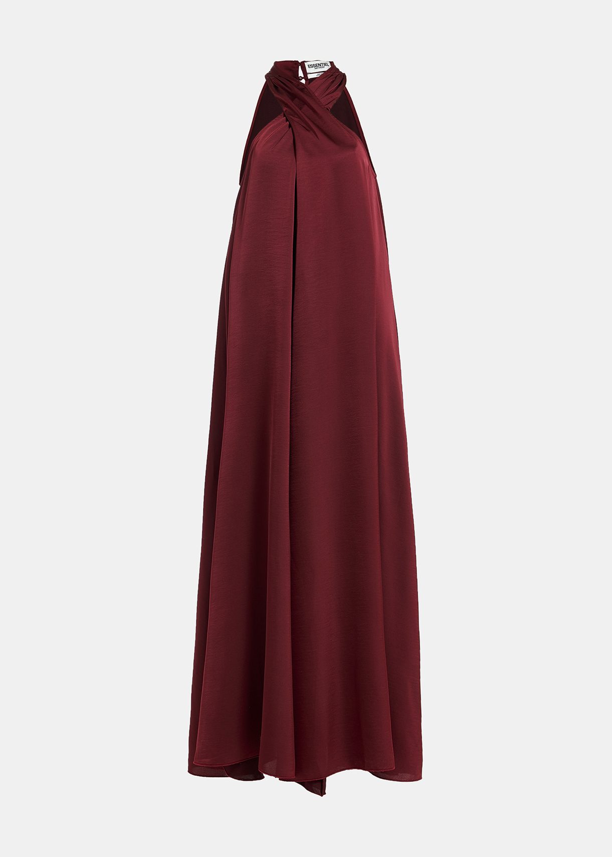 Robe maxi bordeaux à encolure américaine