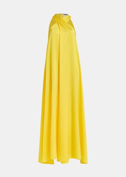 Yellow halter neck maxi-length dress