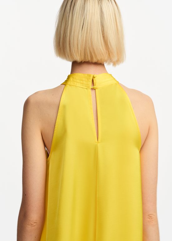 Robe maxi jaune à encolure américaine