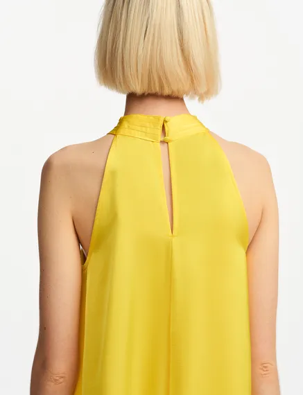 Yellow halter neck maxi-length dress