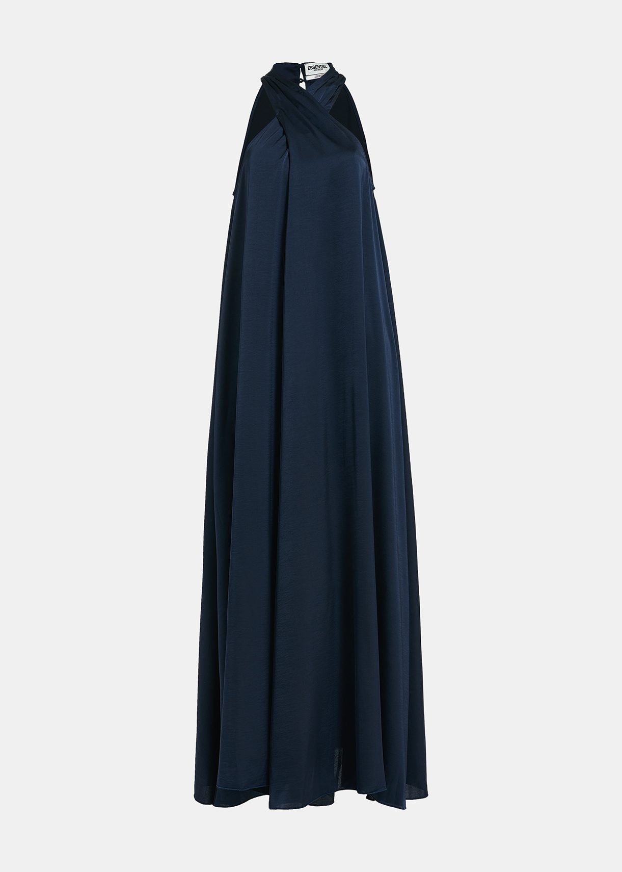 Navy blue halter neck maxi-length dress