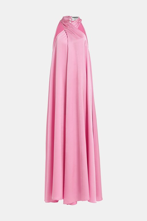 Robe maxi rose clair à encolure américaine