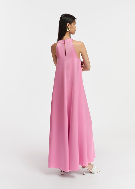 Robe maxi rose clair à encolure américaine