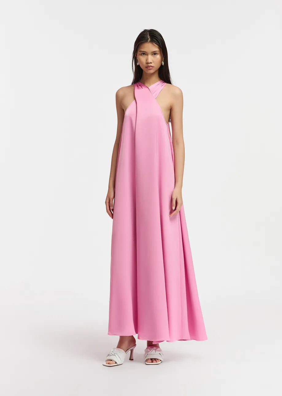 Hellrosa Neckholder-Maxikleid