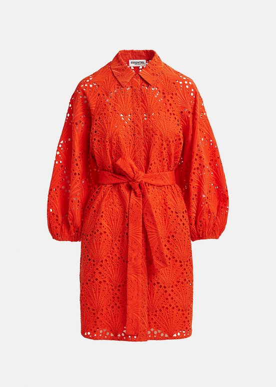 Robe longueur genou en broderie anglaise rouge