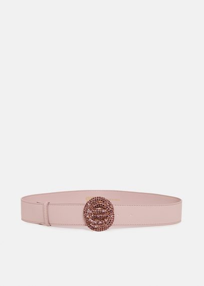 Ceinture rose clair avec boucle en strass