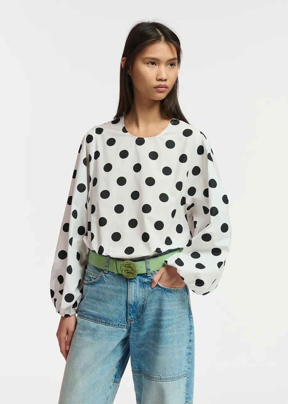 Light green belt with rhinestone-embellished buckle
