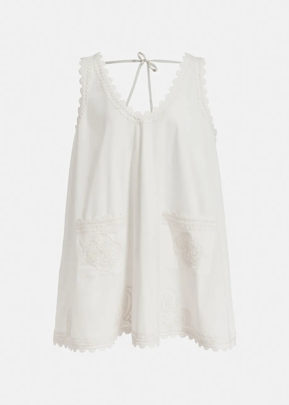 Off-white mini dress with embroideries
