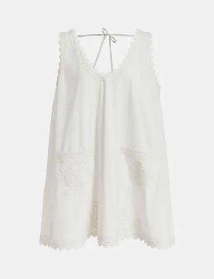 Off-white mini dress with embroideries