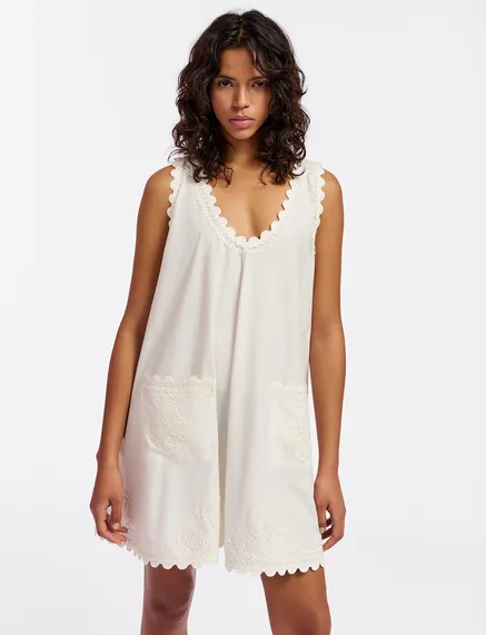 Off-white mini dress with embroideries