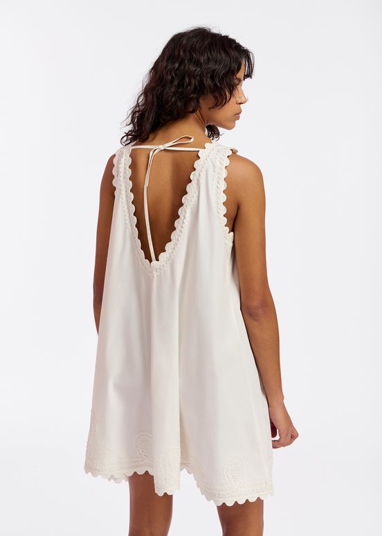 Off-white mini dress with embroideries