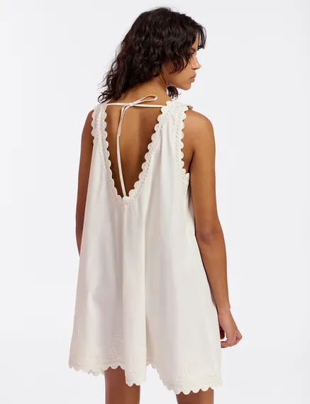 Off-white mini dress with embroideries